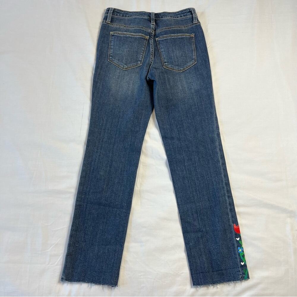 Cottagecore Painted High Rise 00 26" Straight Crop Distressed Jeans Hippie - Picture 8 of 11